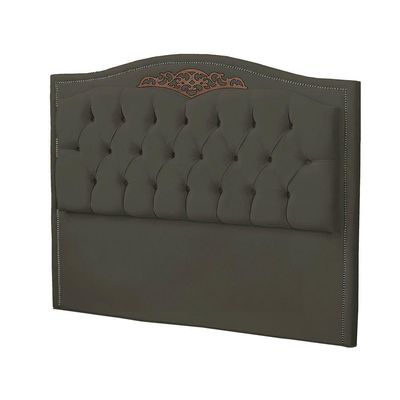 Cabeceira Casal Queen Size Estofada Para Cama Box Maitê Veludo Cor Tabaco
