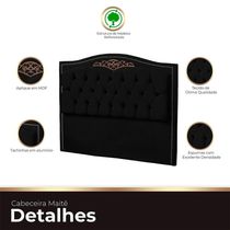 Cabeceira Casal Queen Size Estofada Para Cama Box Maitê Veludo Cor Preto
