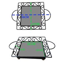 Fruteira De Mesa Bandeja Ferro E Azulejo Quadrada Premium Cozinha Azulejo G6