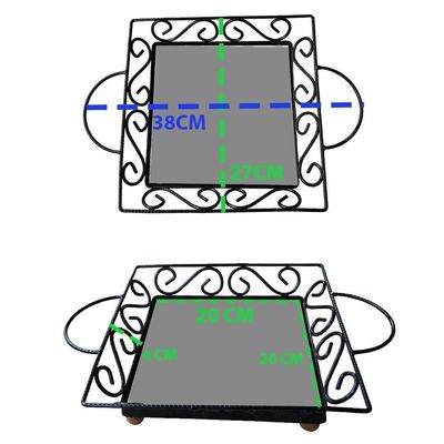 Fruteira De Mesa Bandeja Ferro E Azulejo Quadrada Premium Cozinha Azulejo G6