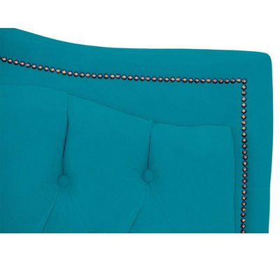 Cabeceira King Size Estofada Para Cama Box Maitê Veludo Cor Azul Claro