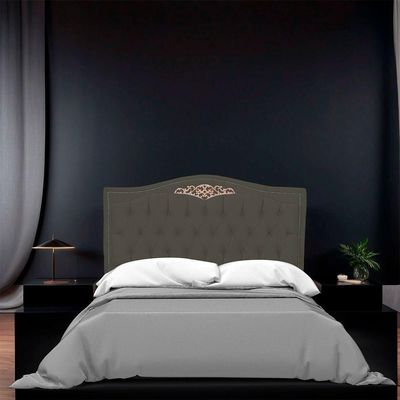 Cabeceira Casal Queen Size Estofada Para Cama Box Maitê Veludo Cor Tabaco