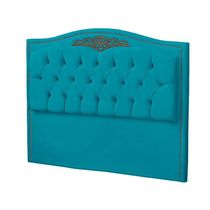 Cabeceira Casal Queen Size Estofada Para Cama Box Maitê Veludo Cor Azul Claro