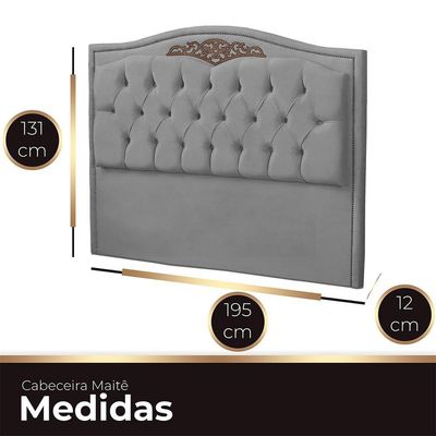 Cabeceira King Size Estofada Para Cama Box Maitê Veludo Cor Cinza Claro