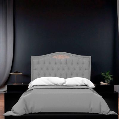 Cabeceira King Size Estofada Para Cama Box Maitê Veludo Cor Cinza Claro