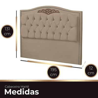 Cabeceira King Size Estofada Para Cama Box Maitê Veludo Cor Bege Médio