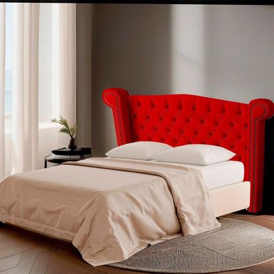 Cabeceira Casal Queen Size Estofada Para Cama Box Ayla Veludo Cor Vermelho