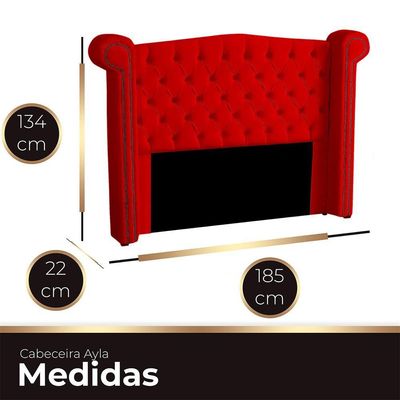 Cabeceira Casal Queen Size Estofada Para Cama Box Ayla Veludo Cor Vermelho