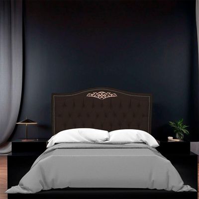 Cabeceira King Size Estofada Para Cama Box Maitê Veludo Cor Marrom
