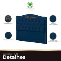 Cabeceira King Size Estofada Para Cama Box Maitê Veludo Cor Azul Marinho
