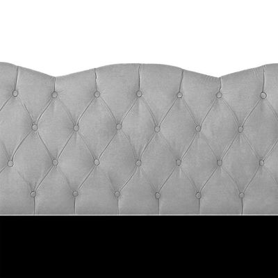 Cabeceira Casal King Size Estofada Para Cama Box Verona Veludo Cor Cinza Claro