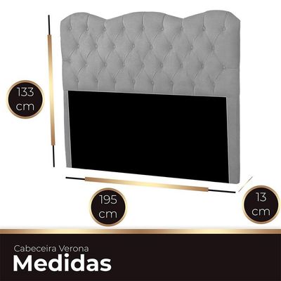 Cabeceira Casal King Size Estofada Para Cama Box Verona Veludo Cor Cinza Claro