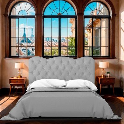 Cabeceira Casal King Size Estofada Para Cama Box Verona Veludo Cor Cinza Claro