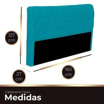 Cabeceira Casal Queen Estofada Para Cama Box Glass Veludo Cor Azul Claro