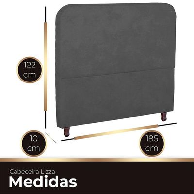Cabeceira Casal King Size Estofada Para Cama Box Lizza Veludo Cor Cinza Chumbo