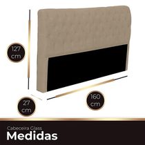 Cabeceira Casal Queen Estofada Para Cama Box Glass Veludo Cor Bege Médio