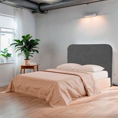 Cabeceira Casal King Size Estofada Para Cama Box Lizza Veludo Cor Cinza Chumbo