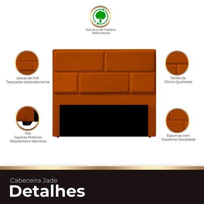 Cabeceira Casal King Size Estofada Para Cama Box Jade Veludo Cor Terracota