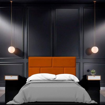 Cabeceira Casal King Size Estofada Para Cama Box Jade Veludo Cor Terracota