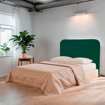 Cabeceira Casal King Size Estofada Para Cama Box Lizza Veludo Cor Verde Esmeralda