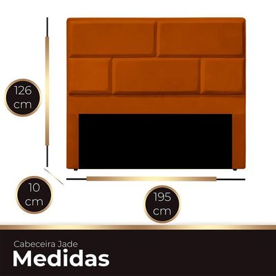 Cabeceira Casal King Size Estofada Para Cama Box Jade Veludo Cor Terracota