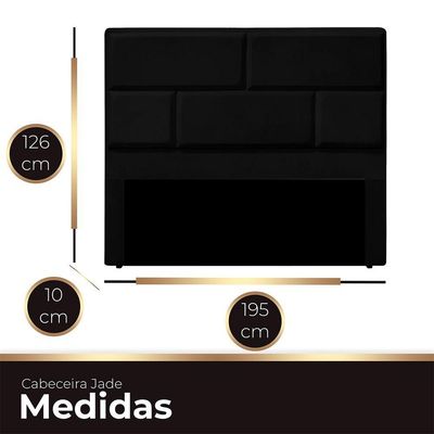 Cabeceira Casal King Size Estofada Para Cama Box Jade Veludo Cor Preto