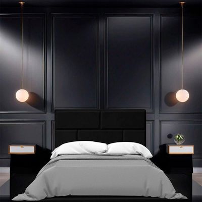 Cabeceira Casal King Size Estofada Para Cama Box Jade Veludo Cor Preto