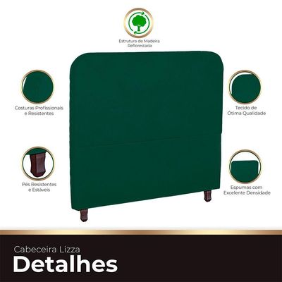 Cabeceira Casal King Size Estofada Para Cama Box Lizza Veludo Cor Verde Esmeralda