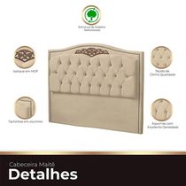 Cabeceira Casal King Size Estofada Para Cama Box Maitê Veludo Bege