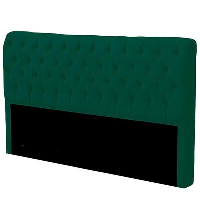Cabeceira Casal King Size Estofada Para Cama Box Glass Veludo Cor Verde Esmeralda