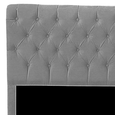 Cabeceira Casal King Size Estofada Para Cama Box Glass Veludo Cinza