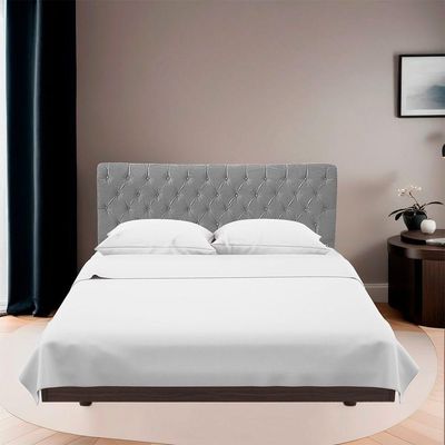 Cabeceira Casal King Size Estofada Para Cama Box Glass Veludo Cinza