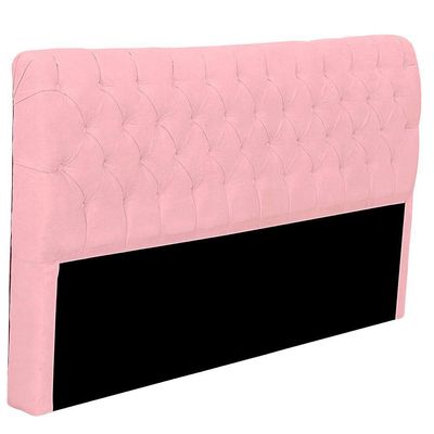 Cabeceira Casal King Size Estofada Para Cama Box Glass Veludo Cor Rosa Bebe