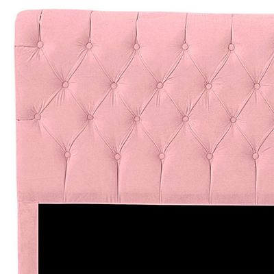 Cabeceira Casal King Size Estofada Para Cama Box Glass Veludo Cor Rosa Bebe