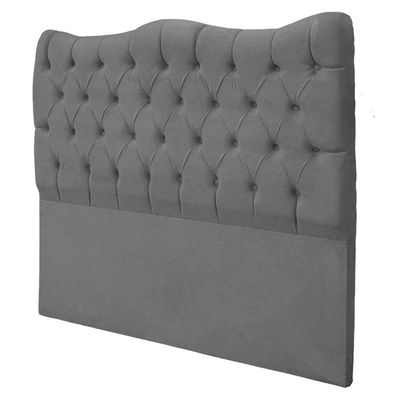 Cabeceira Casal King Size Estofada Para Cama Box Dunas Veludo Cinza