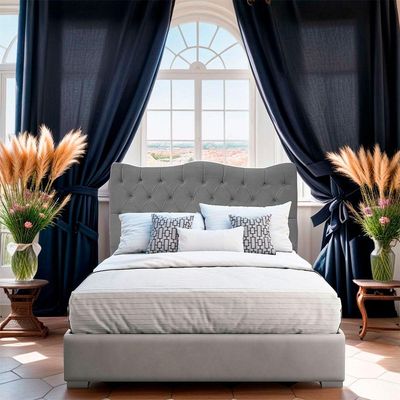 Cabeceira Casal King Size Estofada Para Cama Box Dunas Veludo Cinza