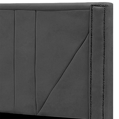 Cabeceira Casal King Size Estofada Para Cama Box Toronto Veludo Cinza Escuro
