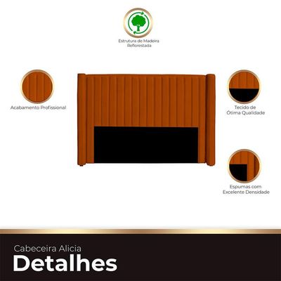 Cabeceira Casal King Size Estofada Para Cama Box Alicia Veludo Cor Terracota