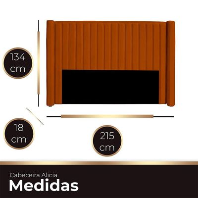 Cabeceira Casal King Size Estofada Para Cama Box Alicia Veludo Cor Terracota