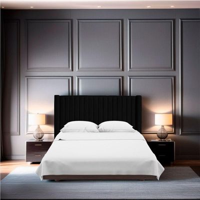 Cabeceira Casal King Size Estofada Para Cama Box Alicia Veludo Cor Preto