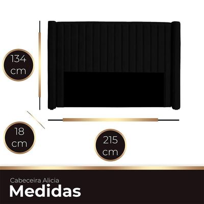 Cabeceira Casal King Size Estofada Para Cama Box Alicia Veludo Cor Preto