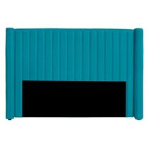 Cabeceira Casal King Size Estofada Para Cama Box Alicia Veludo Cor Azul Claro