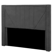 Cabeceira Casal Estofada Para Cama Box Toronto Veludo Cor Cinza Chumbo