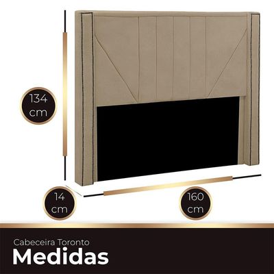 Cabeceira Casal Estofada Para Cama Box Toronto Veludo Bege Escuro