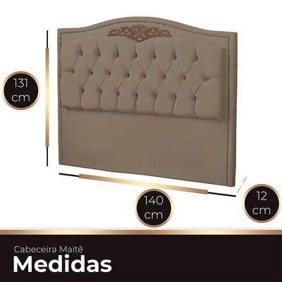 Cabeceira Casal Estofada Para Cama Box Ayla Veludo Cor Capuccino