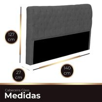 Cabeceira Casal Estofada Para Cama Box Glass Veludo Cinza Escuro