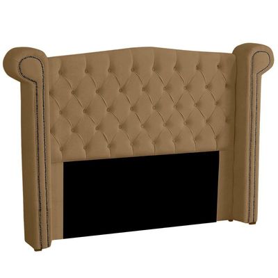 Cabeceira Casal Estofada Para Cama Box Ayla Veludo Capuccino