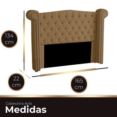 Cabeceira Casal Estofada Para Cama Box Ayla Veludo Capuccino