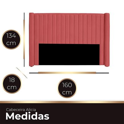 Cabeceira Casal Estofada Para Cama Box Alicia Veludo Cor Rose