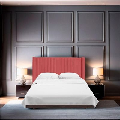 Cabeceira Casal Estofada Para Cama Box Alicia Veludo Cor Rose